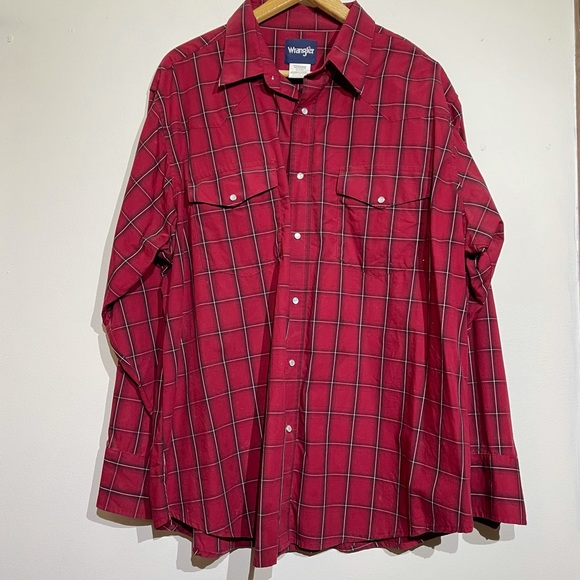 Wrangler Red Plaid Pearl Snap Button Front Shirt Men Size XXL - Picture 1 of 4